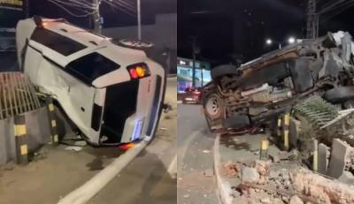 Carro colide em muro na Avenida dos Holandeses em São Luís