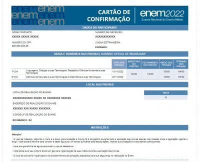 Saiba acessar o cartão de confirmação do Enem 2022