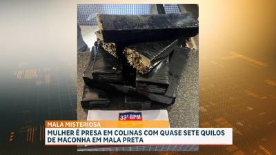 Mulher é presa em colinas com quase sete quilos de maconha em mala preta