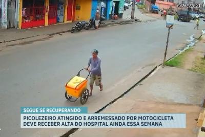 Vendedor de picolé atingido e arremessado por motocicleta deve receber nesta semana