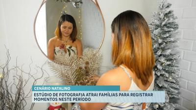 Estúdio de fotografia monta cenário natalino para atrair clientes