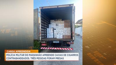 PM-MA apreende caminhões com 60 mil maços de cigarros contrabandeados