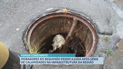 Moradores reclamam de bueiro a céu aberto no Bequimão, em São Luís