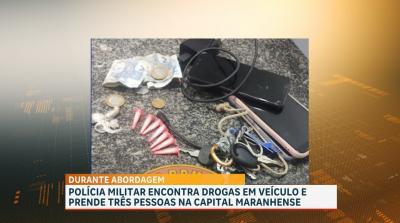 PM conduz trio suspeito de tráfico de drogas no bairro Vila Nova, em São Luís