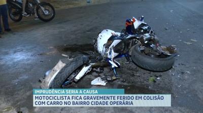 Motociclista fica ferido em colisão no bairro Cidade Operária