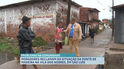 Moradores reclamam de ponte com tubulação obstruída na Vila dos Nobres