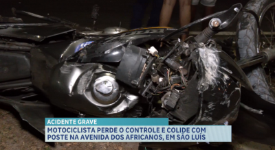 Motociclista perde controle e colide poste na avenida dos Africanos, em São Luís