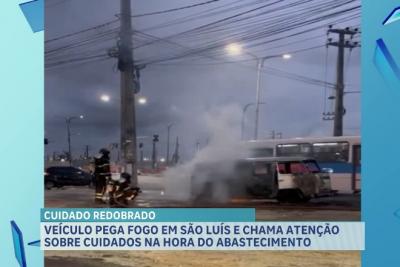 Veículo pega fogo em São Luís e chama atenção sobre cuidados na hora do abastecimento