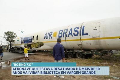 Avião Boeing 727 será transformado em biblioteca comunitária em Vargem Grande