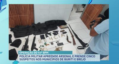 PM apreende armas, munições e coletes balísticos no MA; cinco pessoas são presas