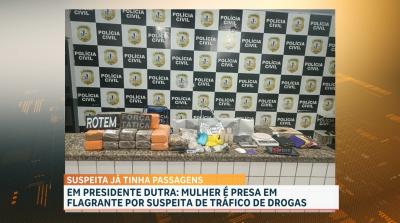 ​Mulher é presa em flagrante por suspeita de tráfico de drogas em Presidente Dutra