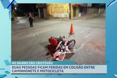 Acidente de trânsito deixa duas pessoas feridas no bairro São Cristóvão, em São Luís.